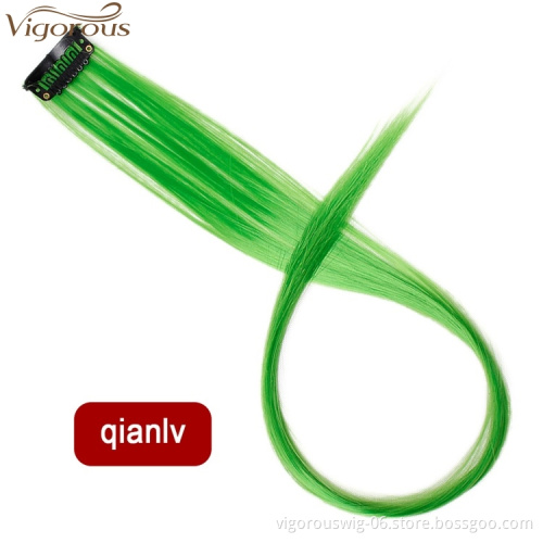 Vigorous Ombre Colored Clip in Hair Extensions 22 Inch Heat Resistant Synthetic Straight HairPieces For Women Muti-color Hair